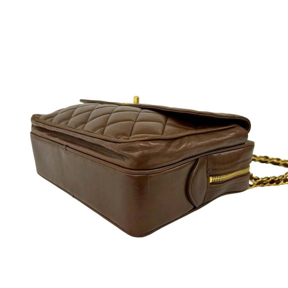 CHANEL Matelassé Coco Mark Lambskin Shoulder Bag Tote Brown 196-1 - Picture 8 of 10